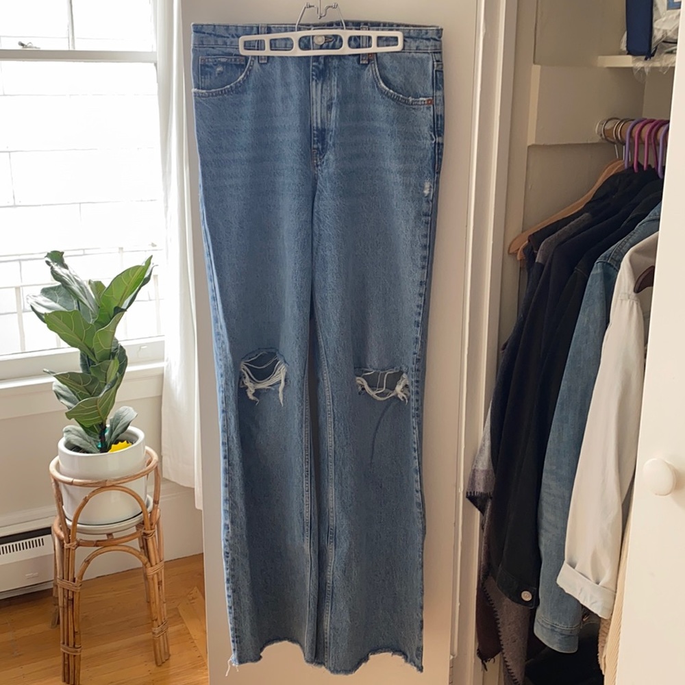 Zara Full Length Wide Leg Jeans